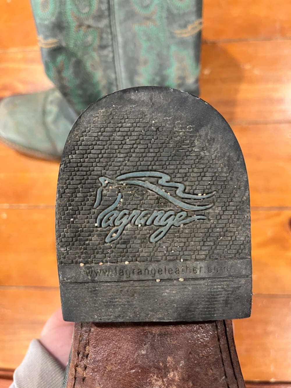 Lagrange Leather Western Boots with Teal Accents